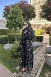 Elois Çiçekli Abaya Siyah