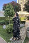 Elois Çiçekli Abaya Siyah