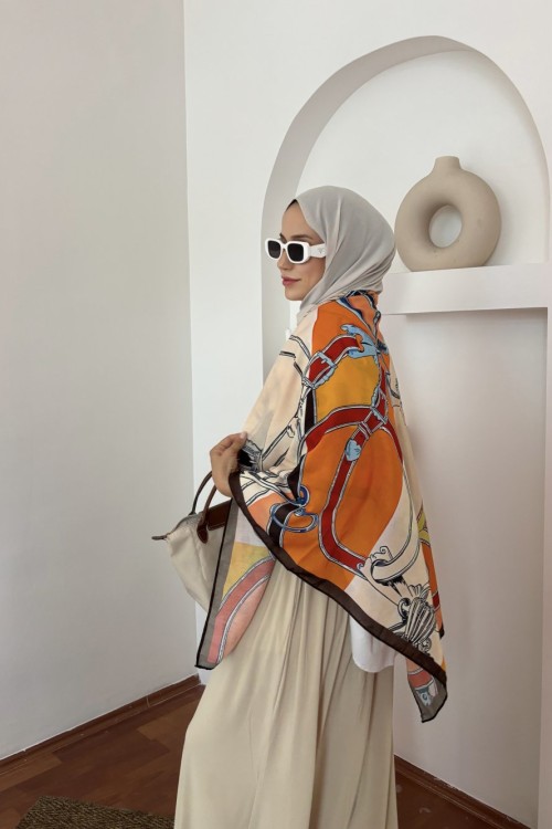 Chain Omuz Şalı Turuncu