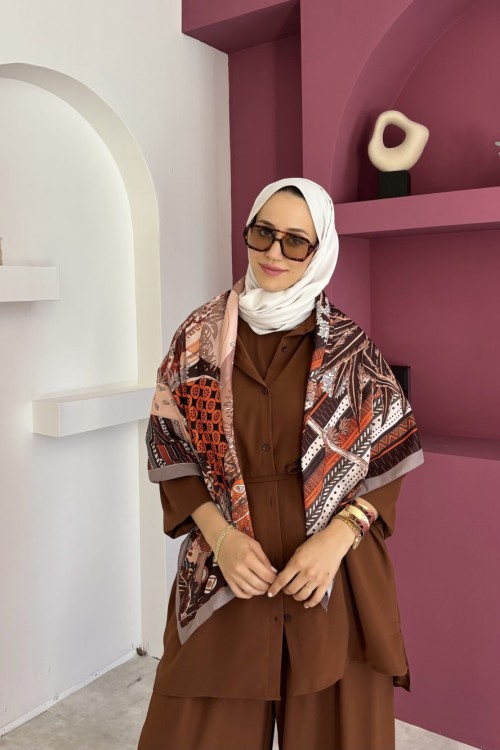 Palm Omuz Şalı Kahverengi