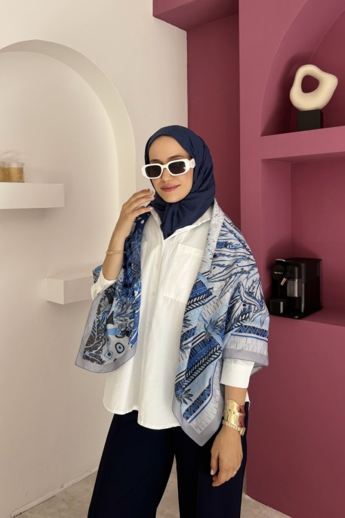Palm Omuz Şalı Mavi