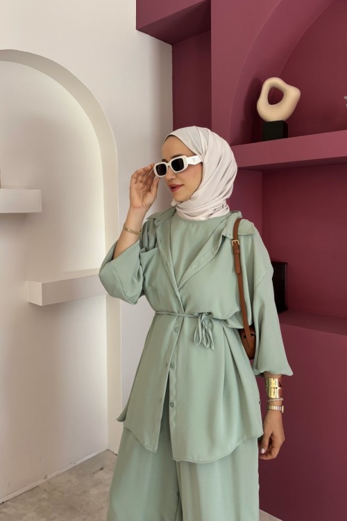 Nera 3’lü Pantolon Takım Mint Yeşili