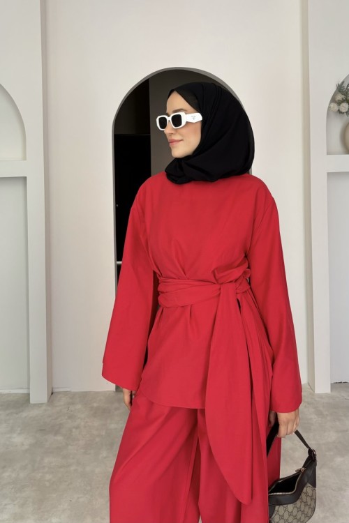 Lunessa Pantolon Takım Kırmızı