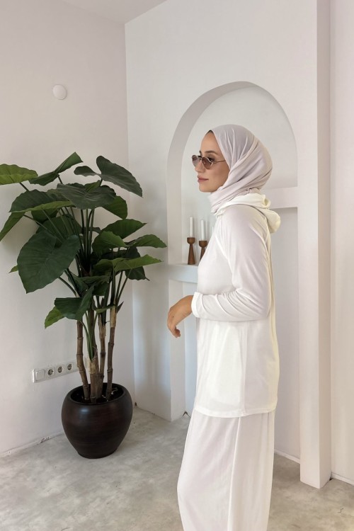 Lidya Kapüşonlu Takım Ekru
