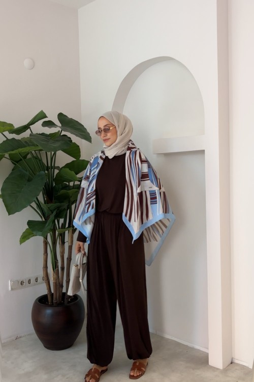 Lidya Kapüşonlu Takım Kahverengi