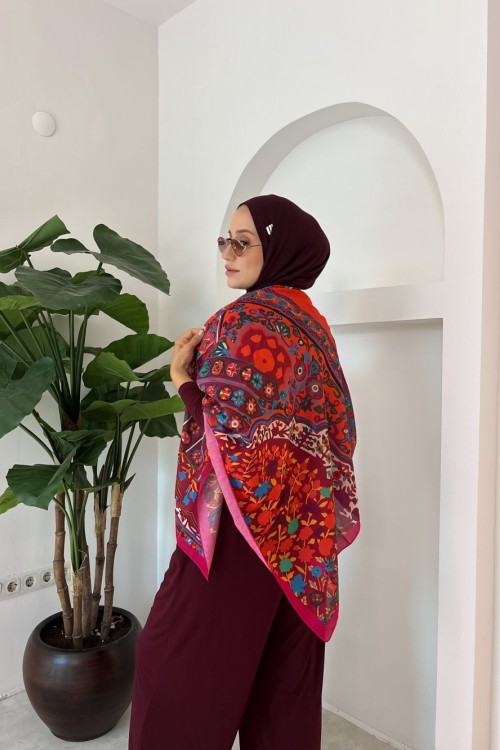Mabel Omuz Şalı Bordo