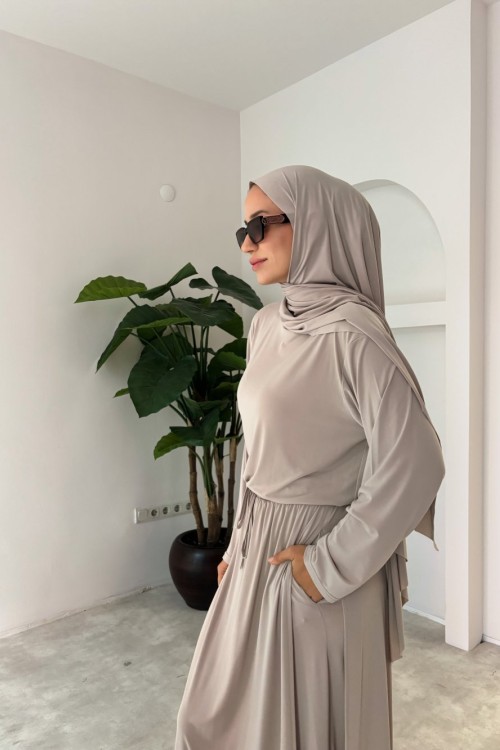Nilda Etek Pantolon Takım Vizon
