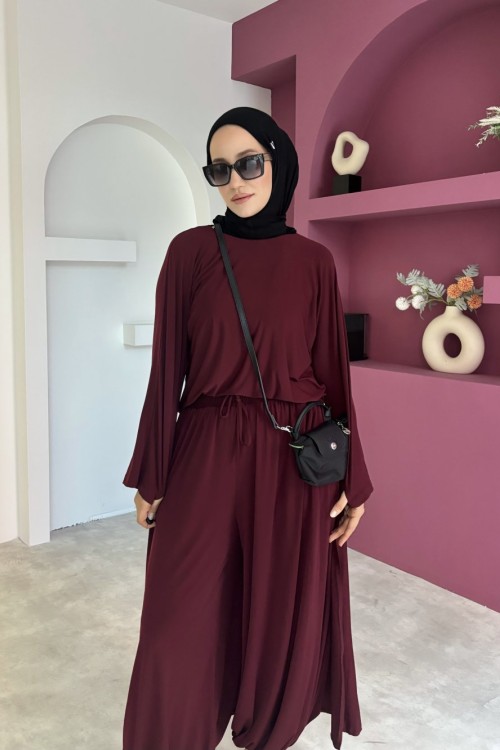 Relia Şalvar Takım Bordo