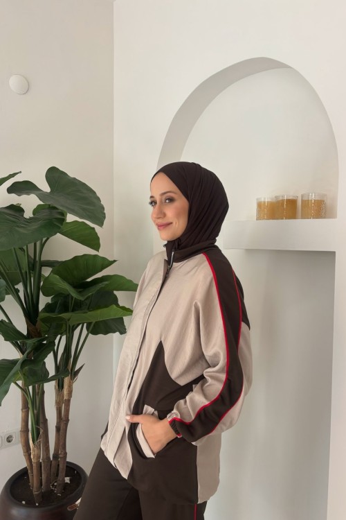 Rosa Biyeli Eşofman Takımı Kahverengi