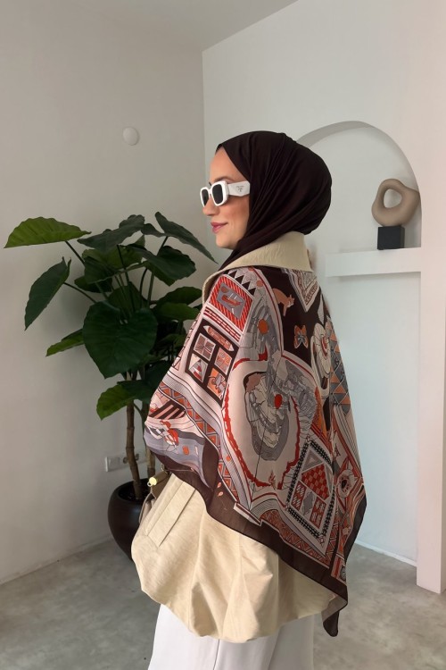 Dona Omuz Şalı Kahverengi