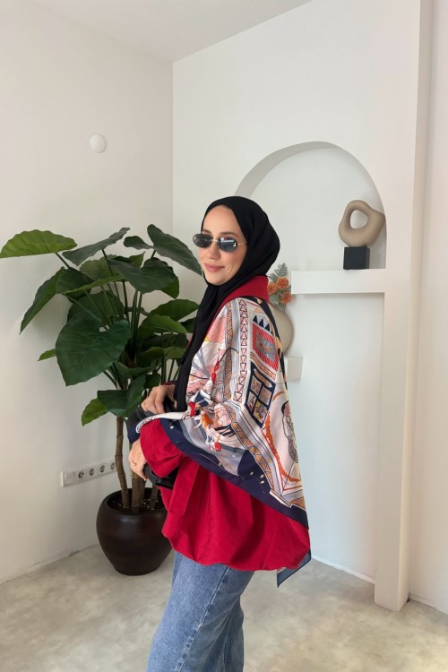 Dona Omuz Şalı Lacivert