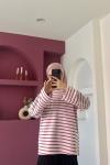 Nora Çizgili Tshirt  Pembe