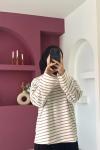 Nora Çizgili Tshirt  Sütlü Kahve