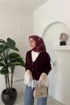Dantel Detaylı Hırka  Bordo