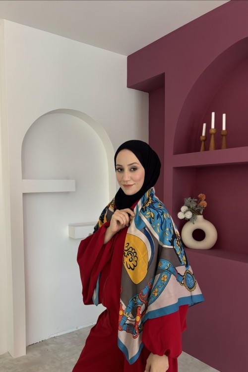 Vera Omuz Şalı Mavi  Mavi